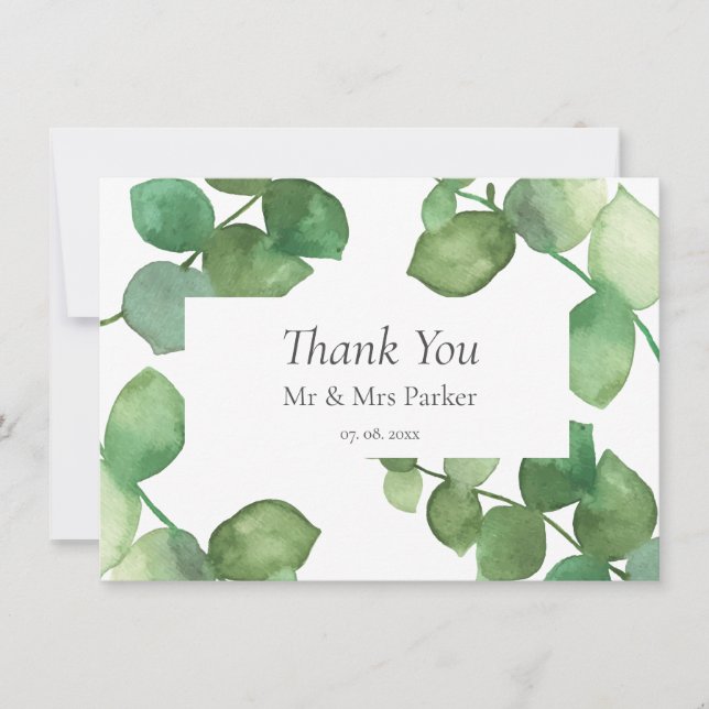 Eucalyptus Boho Greenerenerity Wedding Vielen Dank Dankeskarte (Vorderseite)