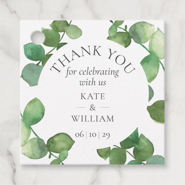 Eucalyptus Boho Greenery Floral Wedding Vielen Dan Geschenkanhänger (Vorderseite)