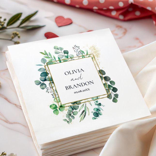 Eucalyptus Botanical Greenery Leaves Wedding Serviette (Von Creator hochgeladen)