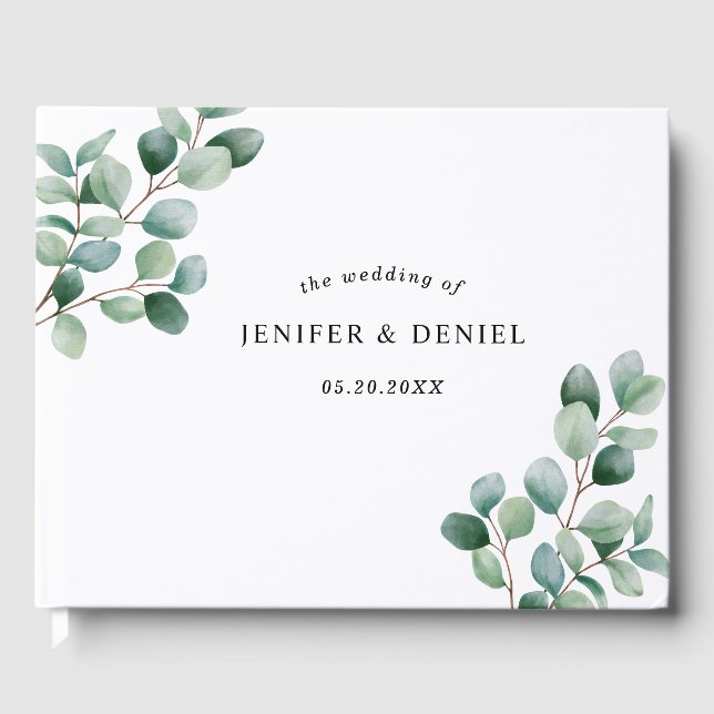 Eucalyptus Botanical Greenery  Wedding Gästebuch (Vorderseite)