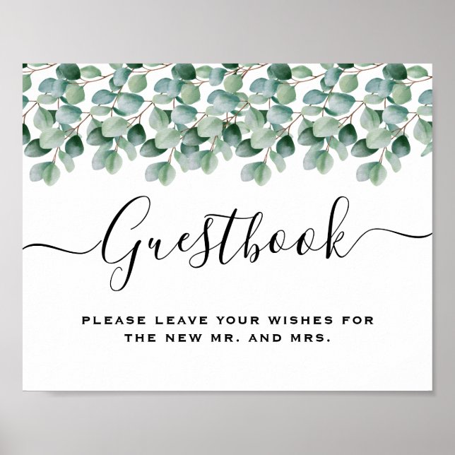 Eucalyptus Botanical Greenery  Wedding Poster (Vorne)
