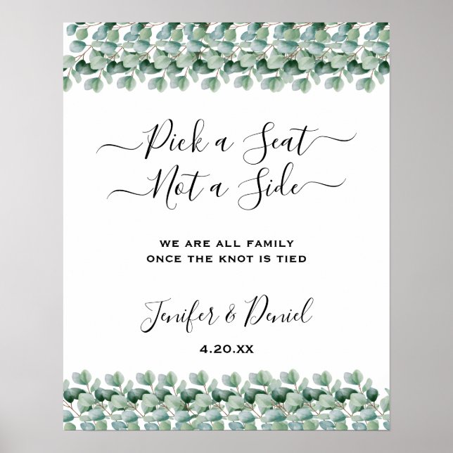 Eucalyptus Botanical Greenery  Wedding Poster (Vorne)