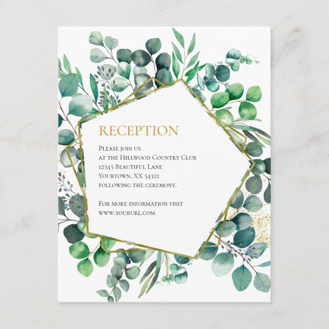 Eucalyptus Botanical Greenery Wedding Reception Begleitkarte (Vorderseite)