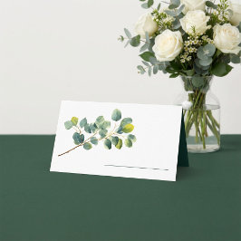 Eucalyptus branch green leaves wedding name platzkarte