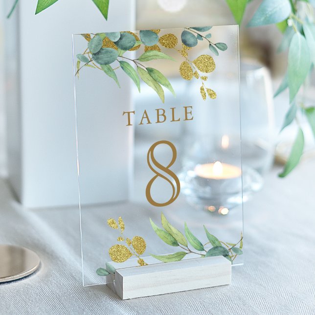 Eucalyptus Branch Wedding Acrylic Table Number Acryleinladungen (Von Creator hochgeladen)