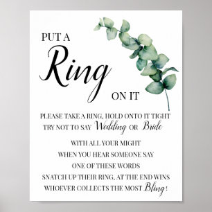 Eucalyptus-Brautparty-Spielschild 'Lege einen Ring Poster