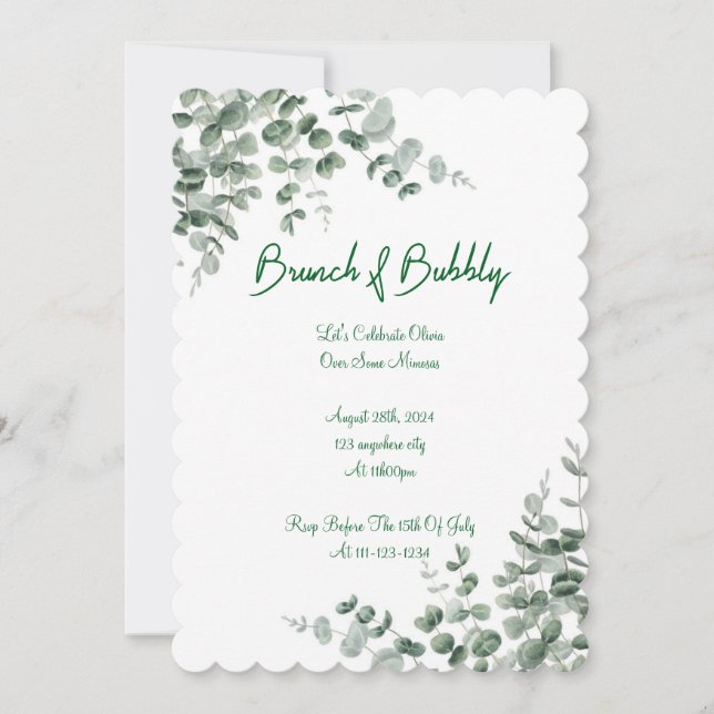 EUCALYPTUS BRIDAL SHOWER EINLADUNG (Vorderseite)