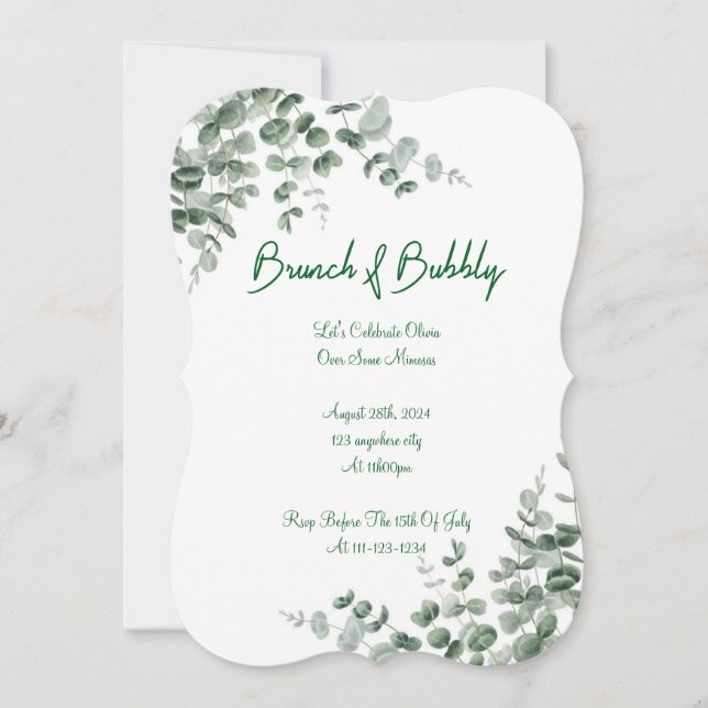 EUCALYPTUS BRIDAL SHOWER EINLADUNG (Vorderseite)