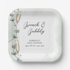 Eucalyptus Brunch Champagne Garden Baby Dusche Pappteller