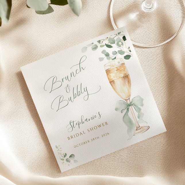 Eucalyptus Champagne Bridal Shower Serviette (Von Creator hochgeladen)