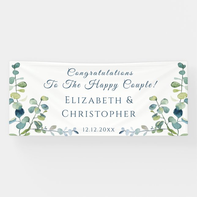 Eucalyptus Congratulations Engagement Party Banner (Horizontal)