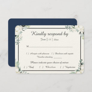 Eucalyptus Cotton   Felt Ecru Wedding RSVP Card