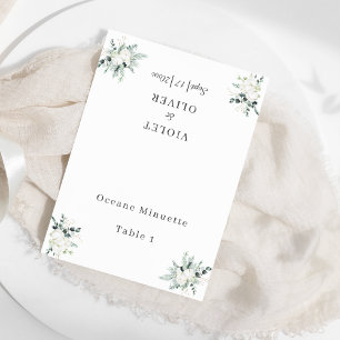 Eucalyptus Cotton White Modern Wedding Klappbar Tischnummer