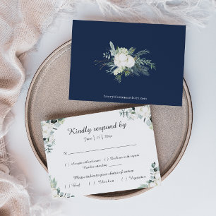 Eucalyptus Cotton   White Modern Wedding RSVP Card