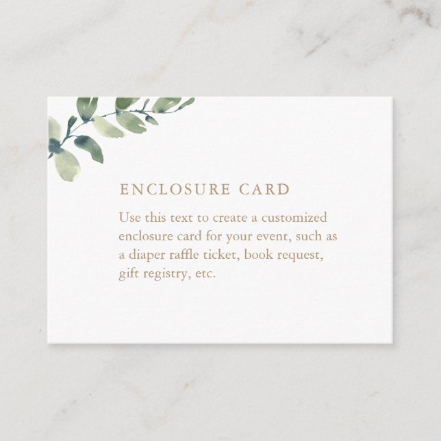 Eucalyptus Custom Baby Shooting Einschließkarte Begleitkarte (Vorderseite)