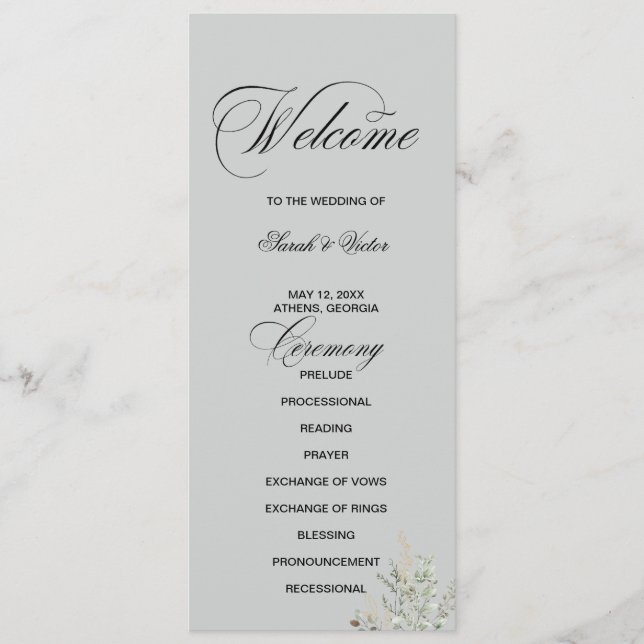 Eucalyptus Elegant double side program card  Programm (Vorderseite)