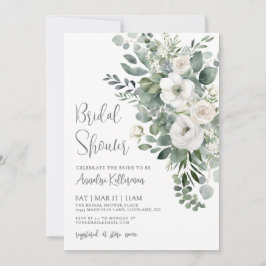 Eucalyptus Elegant Floral Bridal Shower Einladung