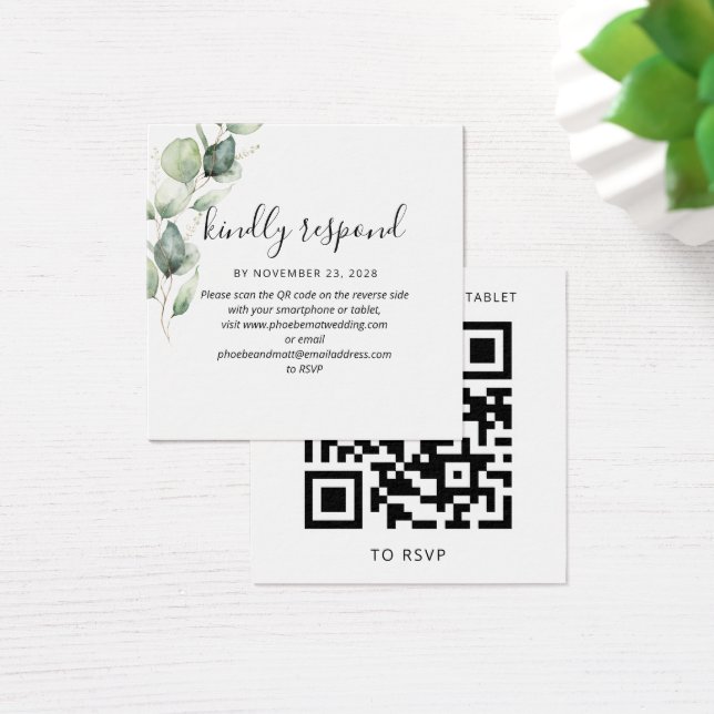 Eucalyptus Elegant QR Code Wedding Website UAWG (Schreibtisch)
