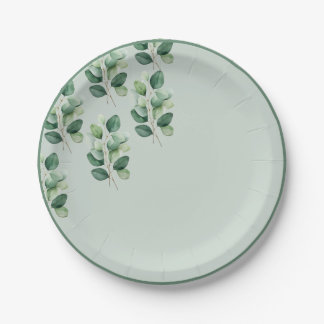 Eucalyptus Elegant Wedding Paper Plate Pappteller