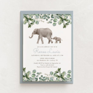 Eucalyptus Elephant Boy Baby Shower Einladung