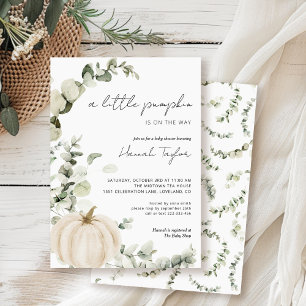 Eucalyptus Fall White Pumpkin Baby Showdusche Einladung