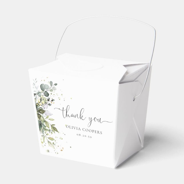 Eucalyptus Floral Greenery Baby Shower Favor Box Geschenkschachtel (Vorderseite)