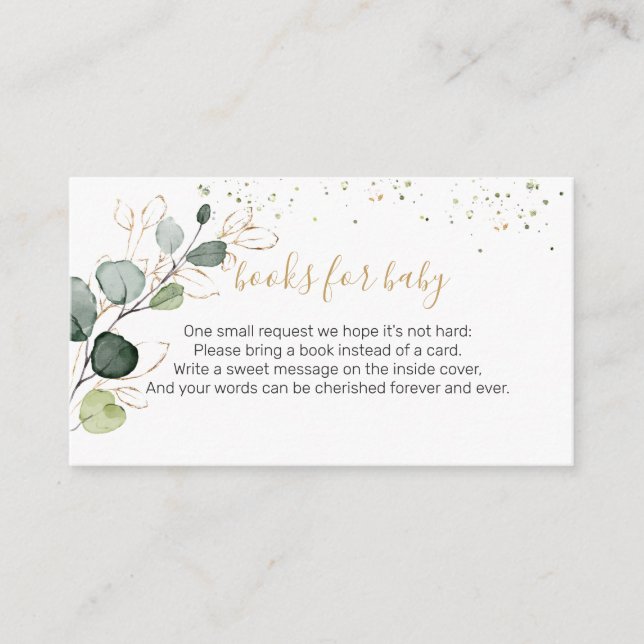 Eucalyptus Foliage Confetti Bücher für Baby Begleitkarte (Vorderseite)