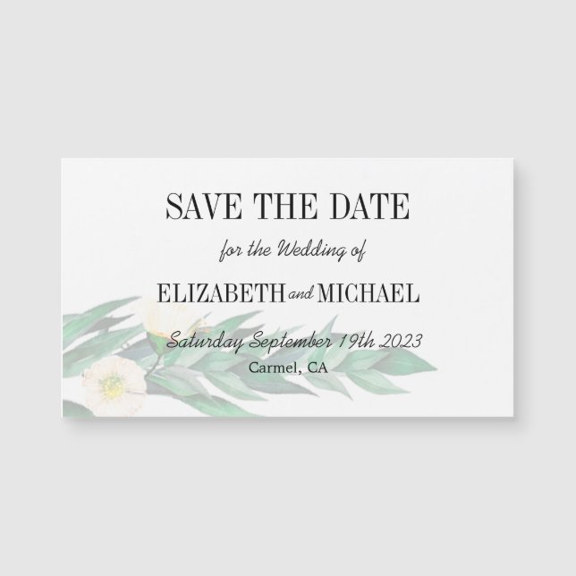 Eucalyptus Foliage Elegant Wedding Save the Date Magnetkarte (Vorderseite)