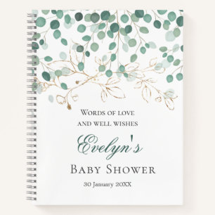 Eucalyptus Foliage Gold Blätter Baby Shower Notebo Notizbuch