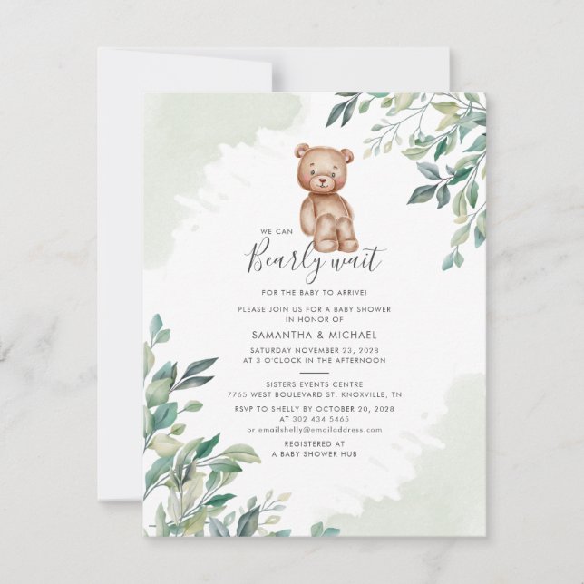 Eucalyptus Foliage Greenerenerity Couples Baby Sho Einladung (Vorderseite)