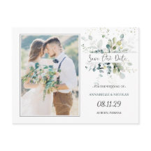 Eucalyptus Foliage Save the Date Foto Postkarte
