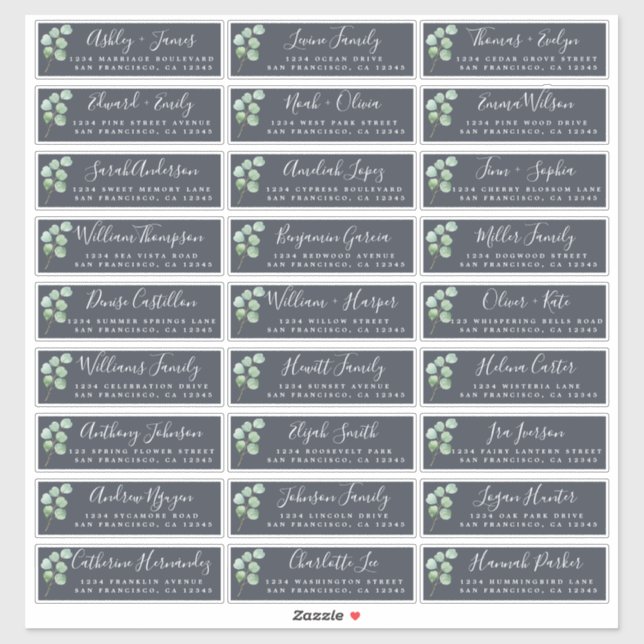 Eucalyptus Foliage Wedding Guest Address Labels (Blatt)