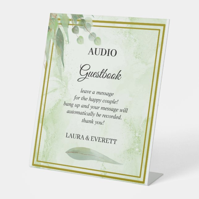 Eucalyptus Foliage Wedding Telefon Gästebuch Sockelschild (Vorderseite)