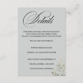 Eucalyptus Formal Elegant Enclosure Card Details Begleitkarte
