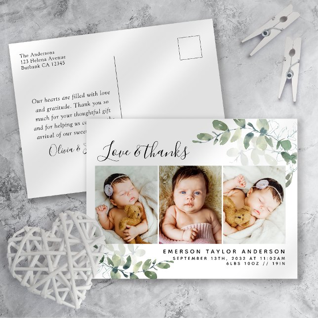 Eucalyptus Foto Baby Danke Karte (Von Creator hochgeladen)