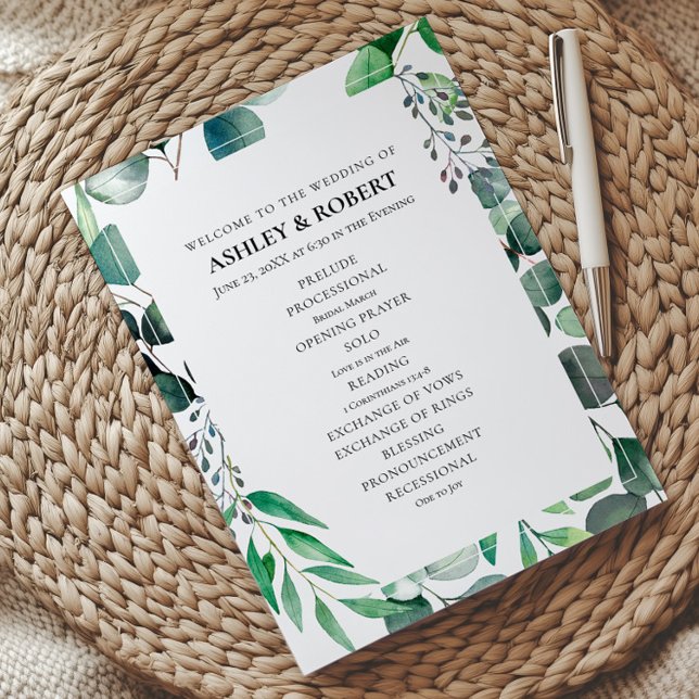 Eucalyptus Garden Botanical Wedding Ceremony Programm (Von Creator hochgeladen)