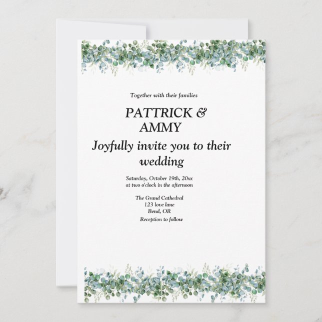 Eucalyptus generery wedding einladung (Vorderseite)