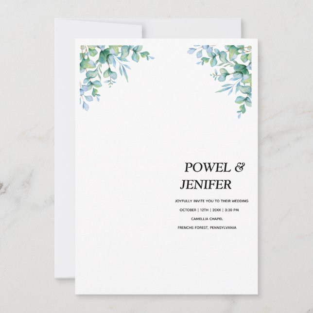 Eucalyptus generery wedding einladung (Vorderseite)