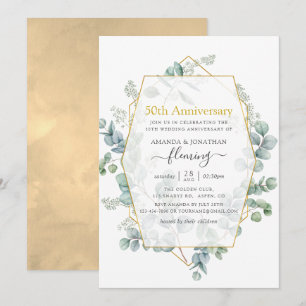 Eucalyptus Geometrisch 50. Hochzeitstag Einladung