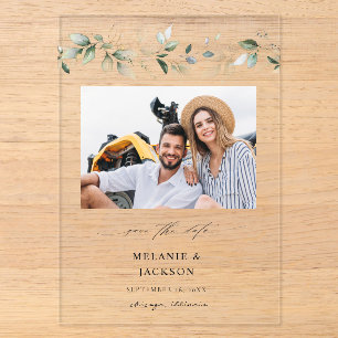 Eucalyptus Glow Foto Save-the-Date 2 Acryleinladungen