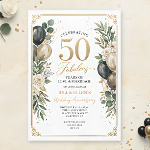 Eucalyptus Gold 50. Hochzeitstag Einladung