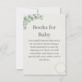 Eucalyptus Gold Books for Baby Shower Insert Card Dankeskarte