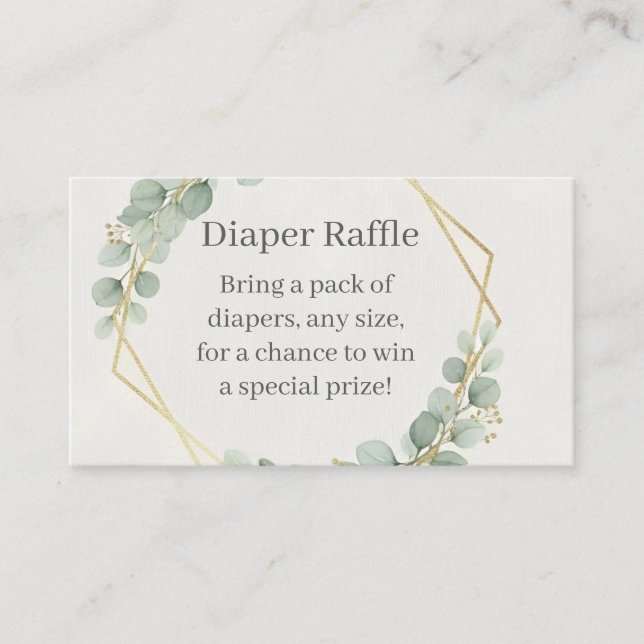Eucalyptus Gold Diaper Raffle Insert Card | Boho (Vorderseite)