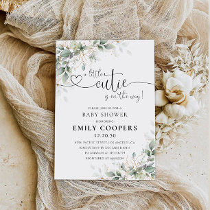 Eucalyptus Gold Floral Baby Dusche Einladung