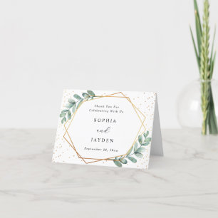 Eucalyptus Gold Geometric Wedding Dankeskarte