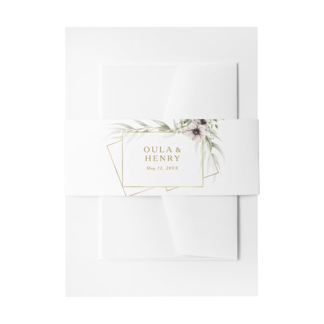 Eucalyptus Gold Geometric Wedding Einladung Bly Einladungsbanderole (Vorderseite Beispiel)