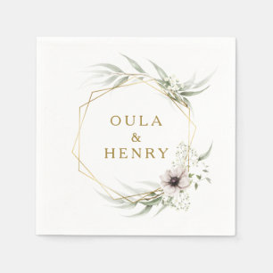 Eucalyptus Gold Geometric Wedding Napkins Serviette