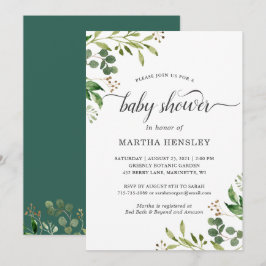 Eucalyptus Green Blätter Nature Look Baby Shower Einladung
