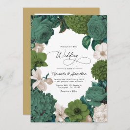 Eucalyptus Green, Fern Olive & Cream Line Wedding Einladung