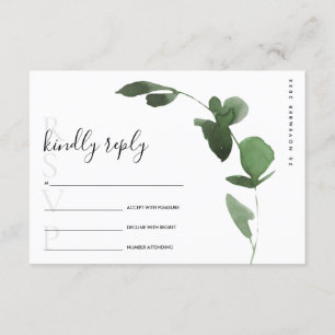 EUCALYPTUS GREEN FOLIAGE WATERCOLOR WEDD RSVP BEGLEITKARTE